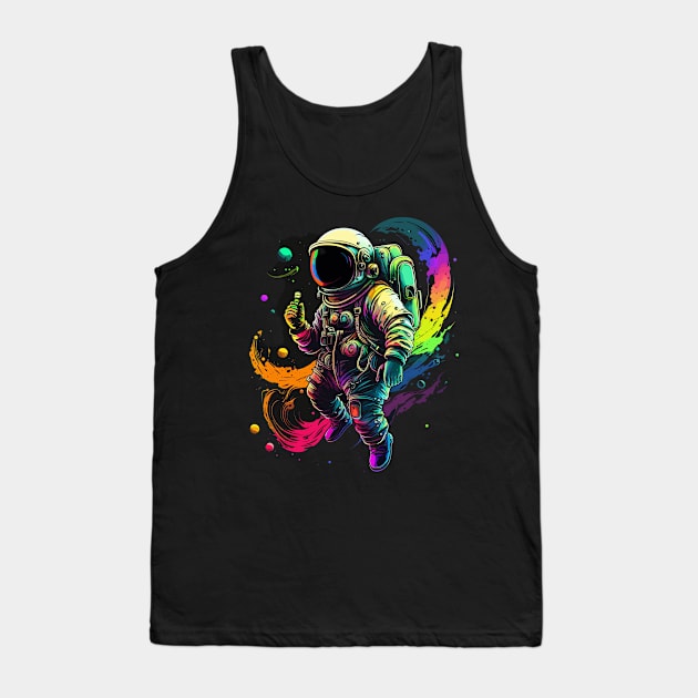 Astronaut in Space Colorful Vibrant Psychedelic Tank Top by K3rst